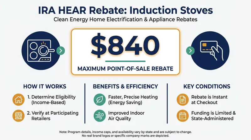 The Inflation Reduction Act provides point-of-sale rebates up to $840 for qualifying households.