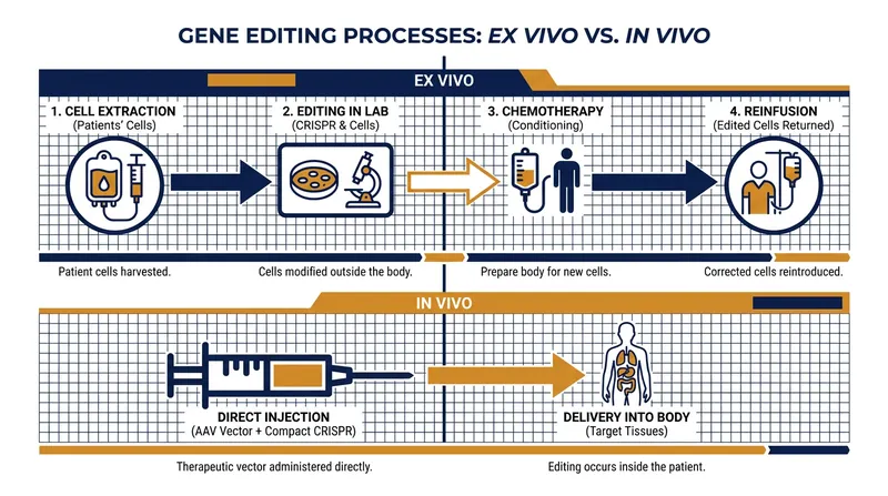 In vivo editing could replace grueling ex vivo procedures with a single targeted injection.
