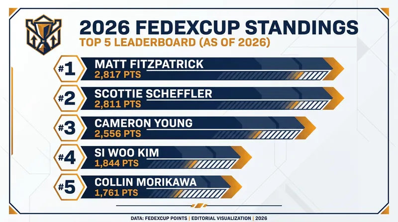 The 2026 FedExCup standings show a razor-thin margin between the top two players.