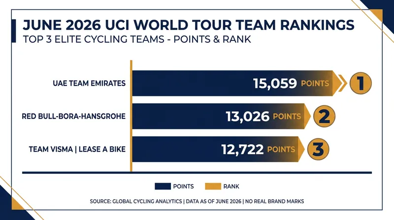 UAE Team Emirates holds a commanding lead in the UCI World Tour team standings.