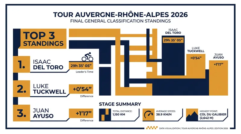 Final General Classification standings for the 2026 Tour Auvergne-Rhône-Alpes.