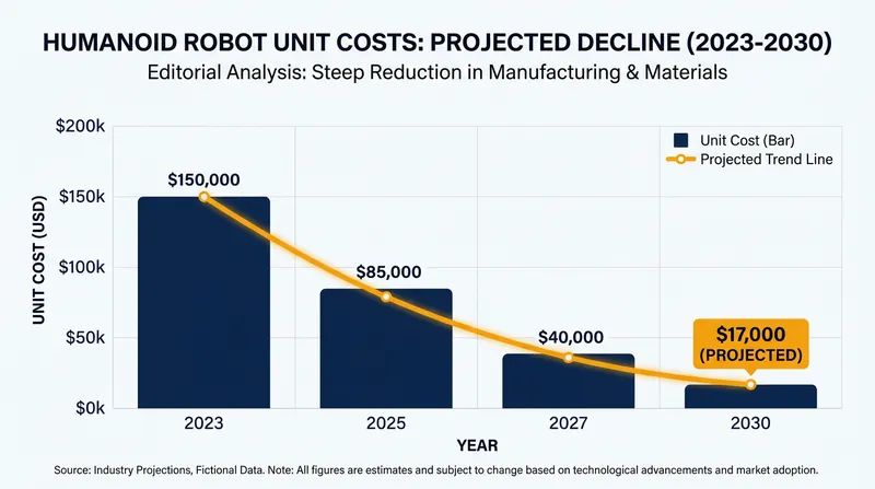 Plummeting hardware costs are rapidly accelerating the commercial viability of humanoid robots.