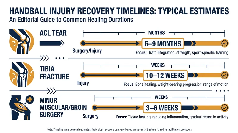 Typical recovery timelines for common injuries in professional handball.