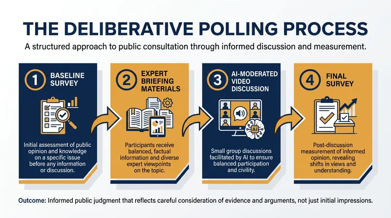 The four-step process designed to measure informed consensus rather than knee-jerk reactions.