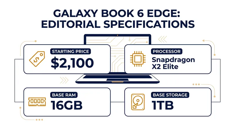 Base specifications for the newly announced Galaxy Book 6 Edge.