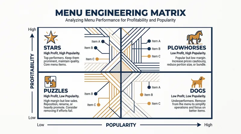 Restaurants categorize every dish into one of four quadrants based on its financial performance.