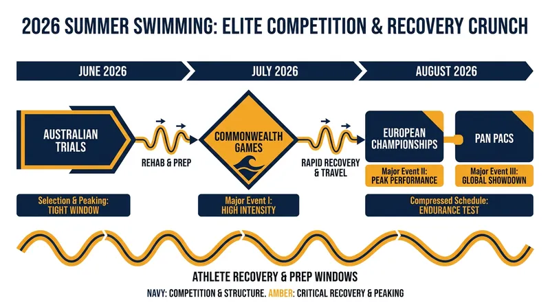 The condensed 2026 summer swimming calendar leaves little room for extended injury rehabilitation.