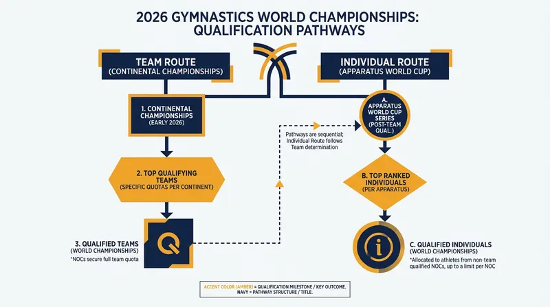 The dual-track qualification system requires athletes to secure spots either through regional team dominance or individual apparatus points.