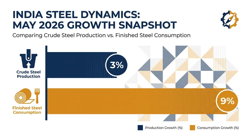 In early 2026, India's appetite for finished steel significantly outpaced its domestic production growth.