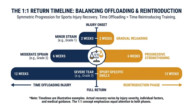 Sports medicine professionals now advocate for a strict 1:1 away-to-return ratio to prevent reinjury.