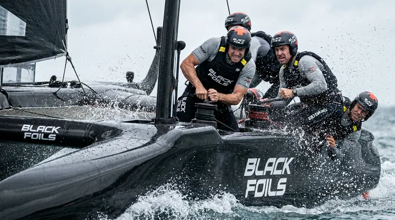 Crews face immense physical demands navigating the high-speed foiling catamarans through tight racecourses.