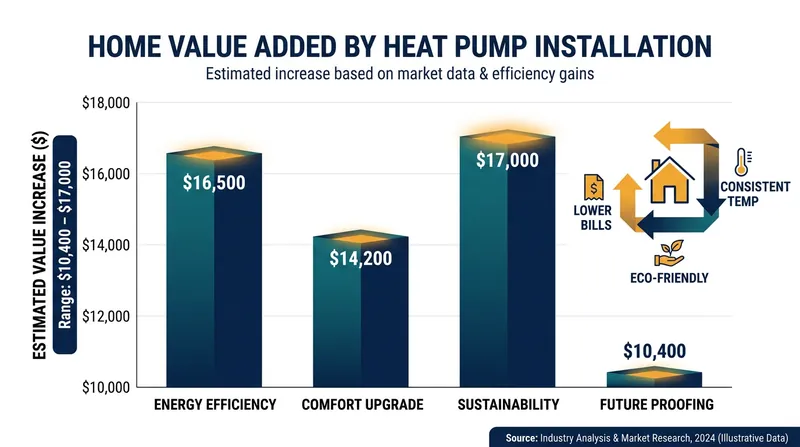 The installation of an energy-efficient heat pump can add up to $17,000 to a home's final sale price.