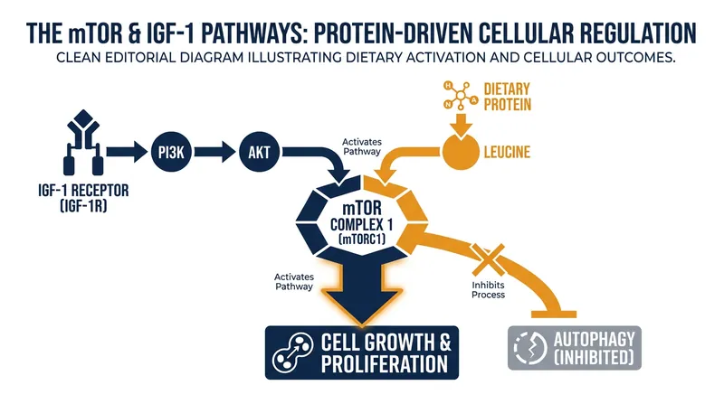 How protein activates the mTOR pathway, signaling the body to grow rather than repair.
