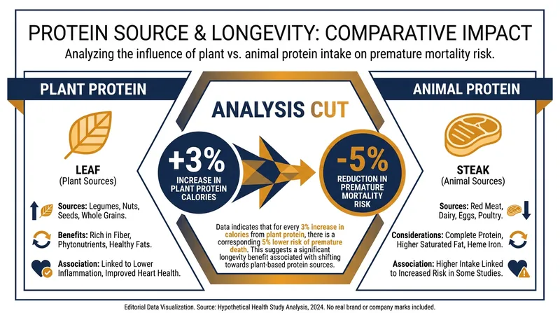 Replacing animal protein with plant-based sources consistently lowers all-cause mortality in large cohort studies.