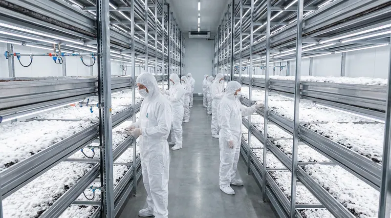 Biotech companies have scaled production by utilizing vertical farming techniques to grow millions of square feet of material.