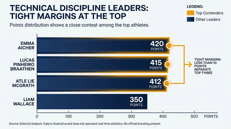 Discipline-specific points revealed incredibly tight races outside of the overall titles.