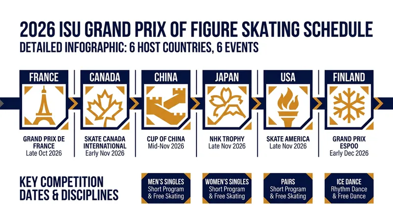 The 2026/2027 ISU Grand Prix series spans six countries before culminating in the December Final.