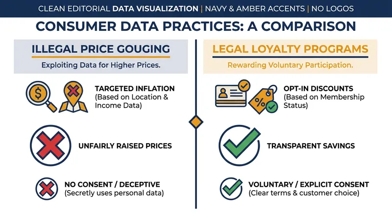 The legislation distinguishes between harmful algorithmic price gouging and beneficial consumer loyalty programs.