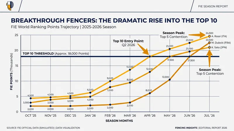 The rapid ascent of emerging challengers in the 2026 FIE world rankings.
