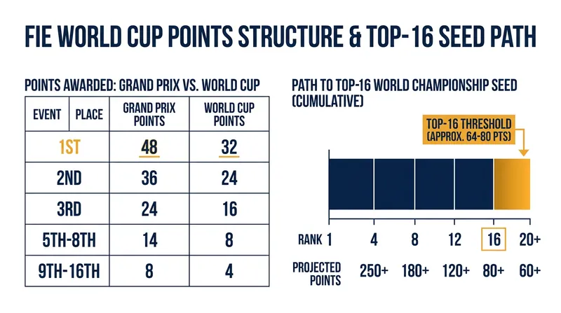 How FIE ranking points dictate World Championship seeding.