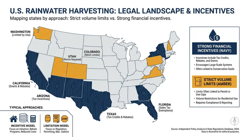 While legal in all 50 states, regulations range from strict volume limits in the West to tax exemptions in the South.