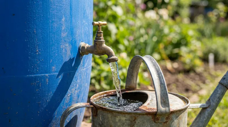 Elevating the storage barrel provides gravity-fed water pressure for easy access.