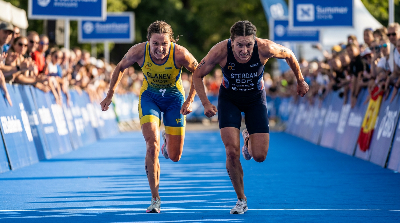 Sweden's Tilda Månsson (22) outsprinted veteran Beth Potter in Yokohama to claim her first WTCS victory.