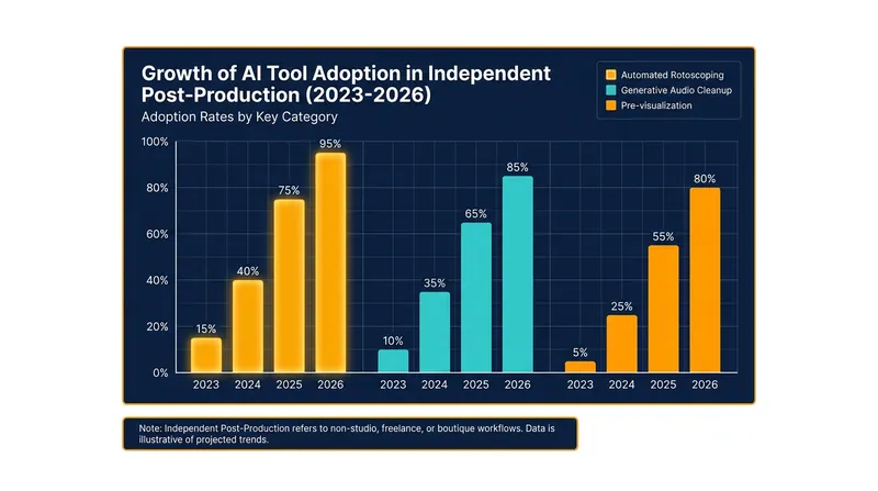 Adoption of AI-assisted post-production workflows has surged among independent creators over the last three years.