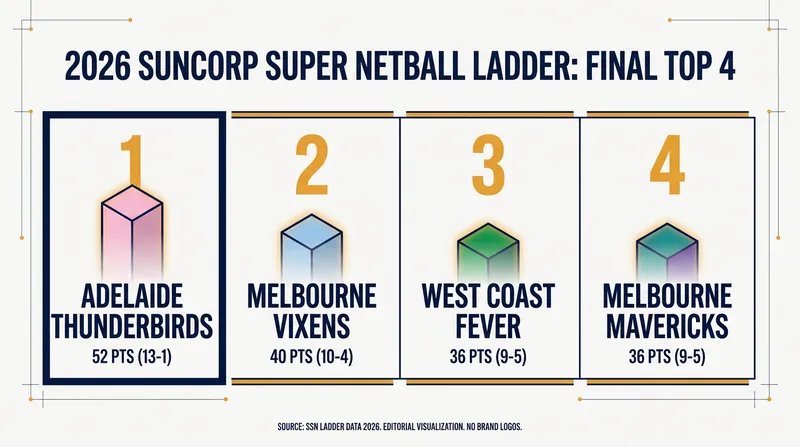 Final Top 4 Standings for the 2026 Suncorp Super Netball Season.