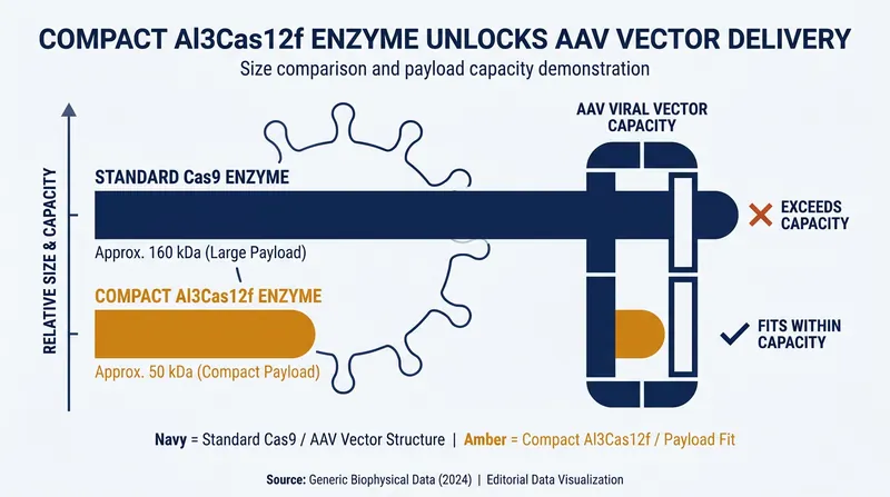 Size comparison of CRISPR nucleases for viral vector delivery.