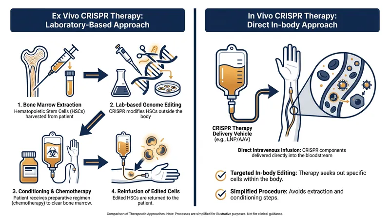 The mechanism shift from ex vivo cell extraction to in vivo direct infusion.