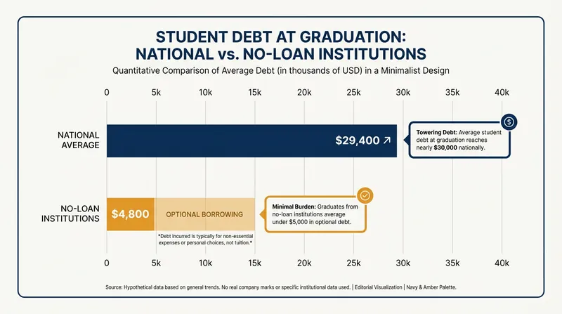 Graduates from no-loan institutions enter the workforce with a fraction of the national average debt.