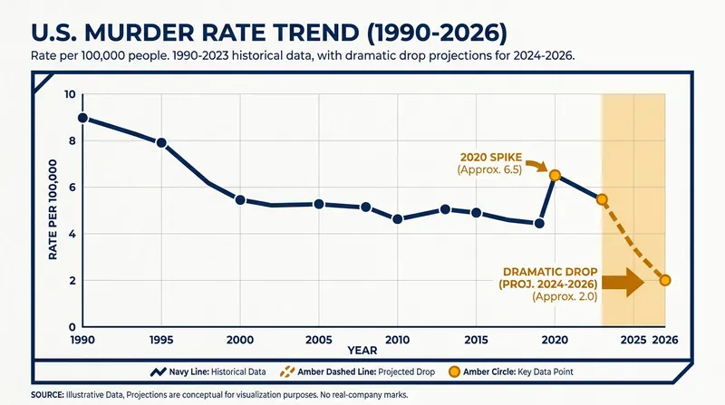 The national murder rate has erased its pandemic-era spike, reaching a 65-year low.