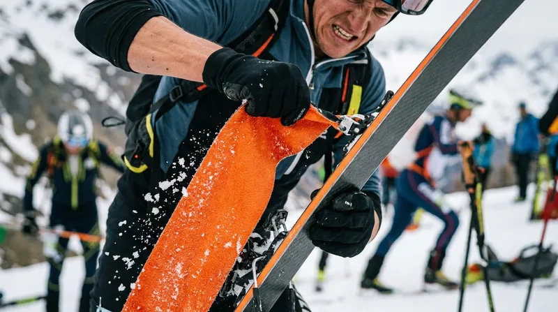 Races are often won or lost in the transition zone, where athletes must rapidly switch their gear from uphill to downhill mode.