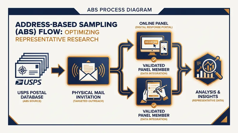 Address-Based Sampling uses physical mail to bypass digital spam filters and recruit representative panels.
