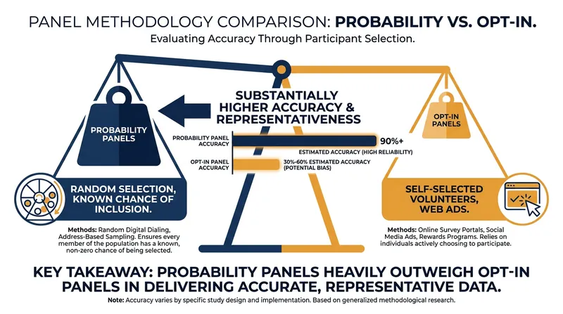 Not all online polls are equal: probability-based panels remain the gold standard for accuracy.