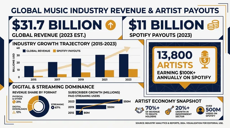 Global recorded music revenues and streaming payouts reached historic highs in 2026.