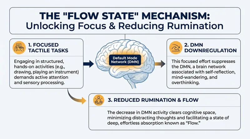 How entering a 'flow state' alters brain activity and quiets the regions responsible for rumination.