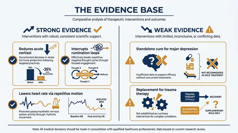 While highly effective for acute stress management, clinical guidelines position hobbies as an adjunct to, not a replacement for, professional therapy.