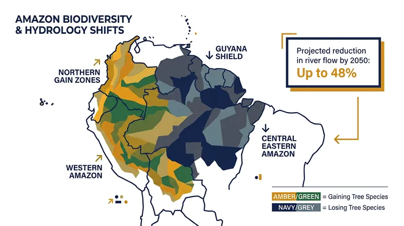 Climate change is reshaping the forest unevenly, with some regions acting as refugia while others lose species.