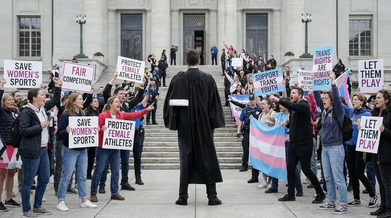 Advocates on both sides of the Title IX debate gathered outside the Supreme Court as the decision was announced.
