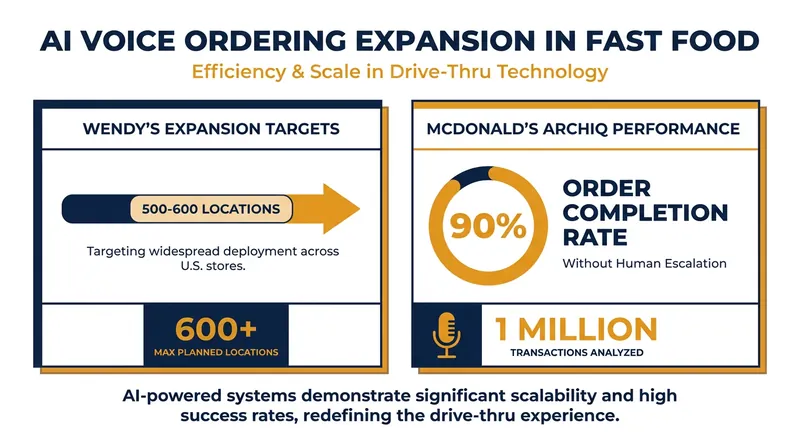 Major chains are rapidly scaling their AI pilots after achieving high success rates in initial testing.
