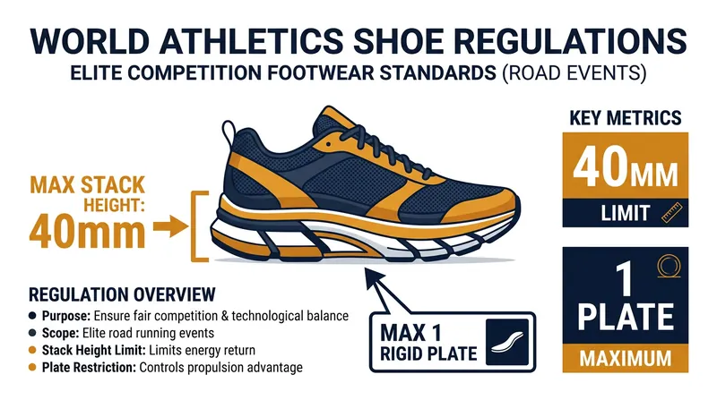 World Athletics regulations limit sole thickness to prevent an unchecked technological arms race.