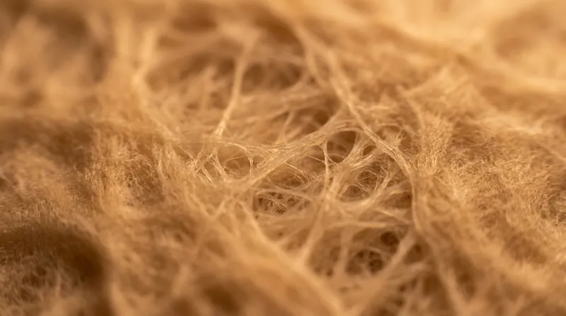 At a microscopic level, the branching hyphae of mycelium closely mirror the collagen structures found in animal skin.