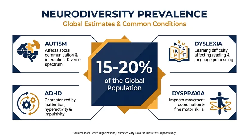 An estimated 15 to 20 percent of the global population is neurodivergent.