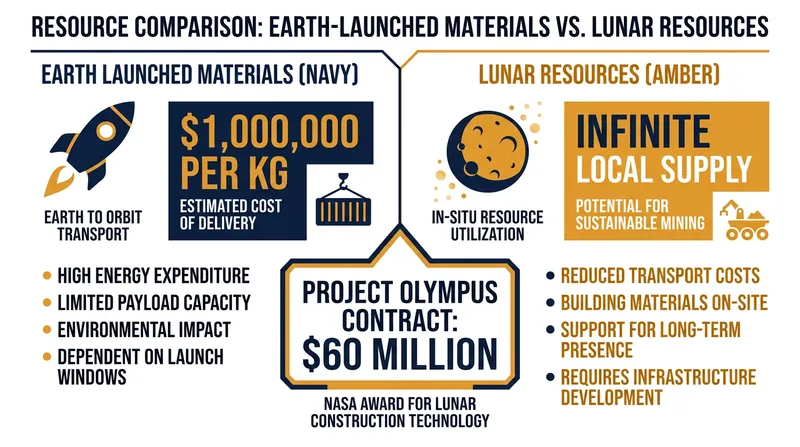The punishing economics of spaceflight make In-Situ Resource Utilization (ISRU) essential for lunar bases.