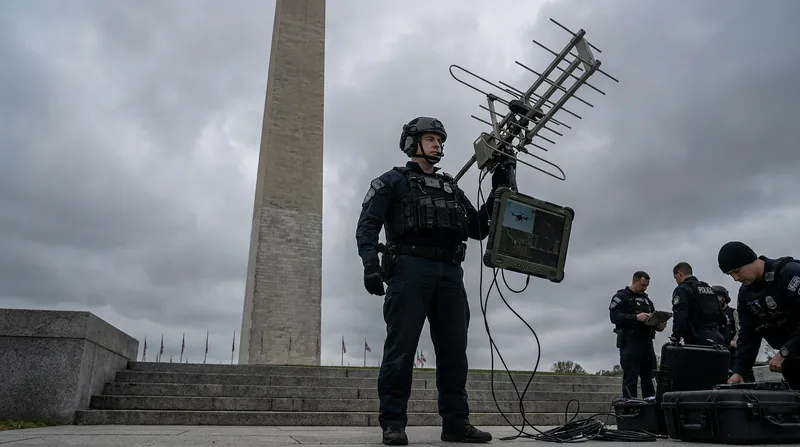 The FBI's Counter Drone Enforcement Team deployed specialized tracking and mitigation equipment across the capital.