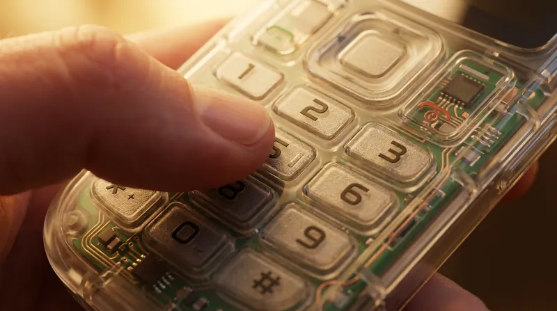 The device relies primarily on a physical T9 keypad, with the touchscreen disabled by default to discourage mindless scrolling.