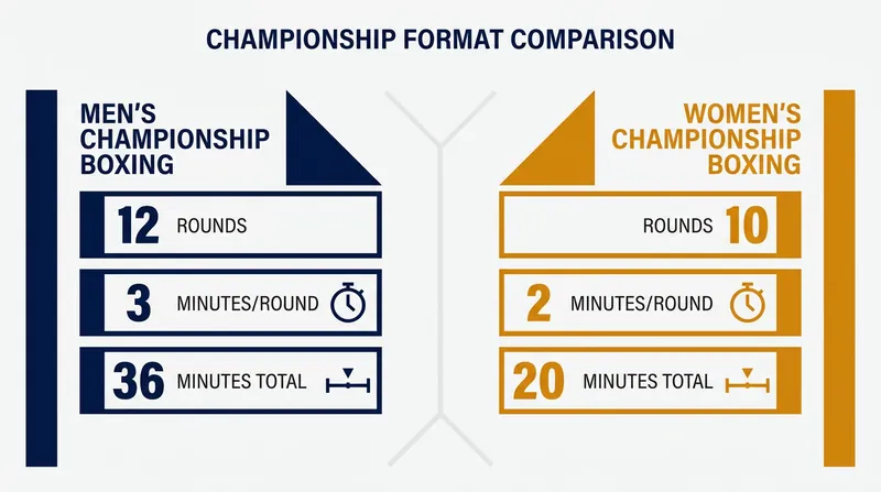 The structural difference between men's and women's championship boxing.