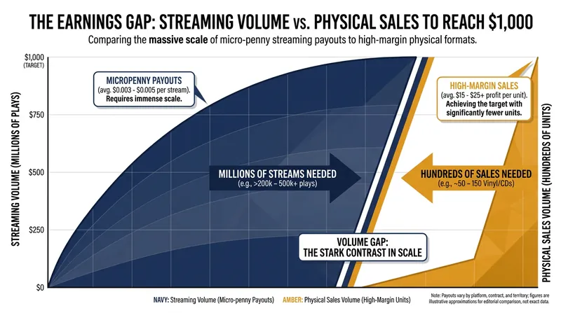 Artists are increasingly relying on physical sales to offset the fractional payouts of digital streaming.